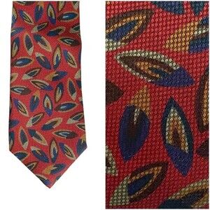 Pierangelo Masciardri Men's Red All Over Print Silk Made in Italy Tie